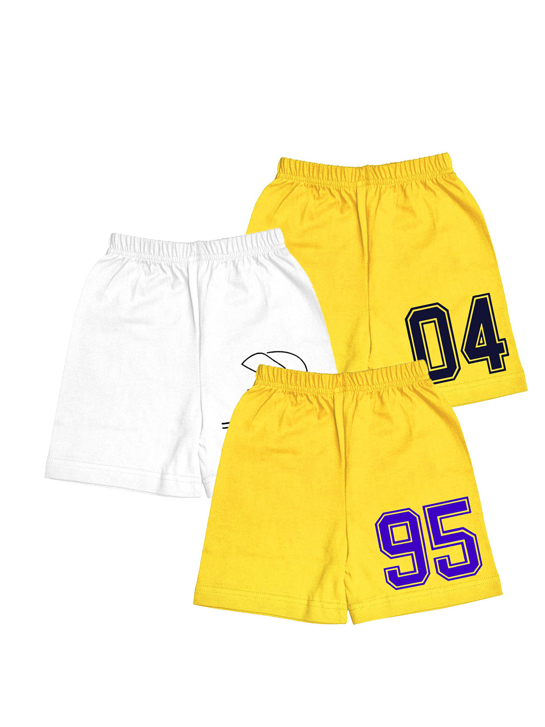 

A.T.U.N. Boys Pack Of 3 Printed Mid-Rise Cotton Shorts, Yellow