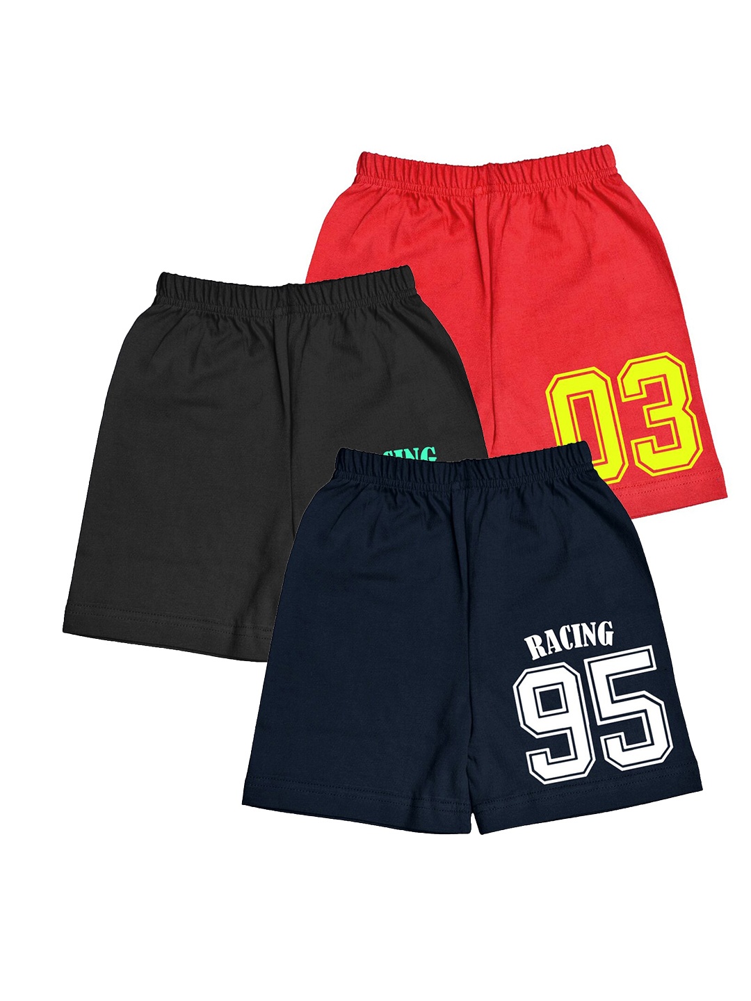 

A.T.U.N. Boys Pack Of 3 Printed Mid-Rise Cotton Shorts, Navy blue