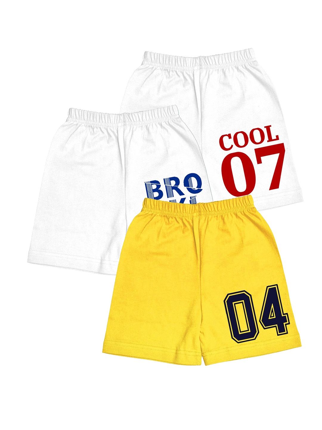 

A.T.U.N. Boys Pack Of 3 Printed Mid-Rise Cotton Shorts, Yellow