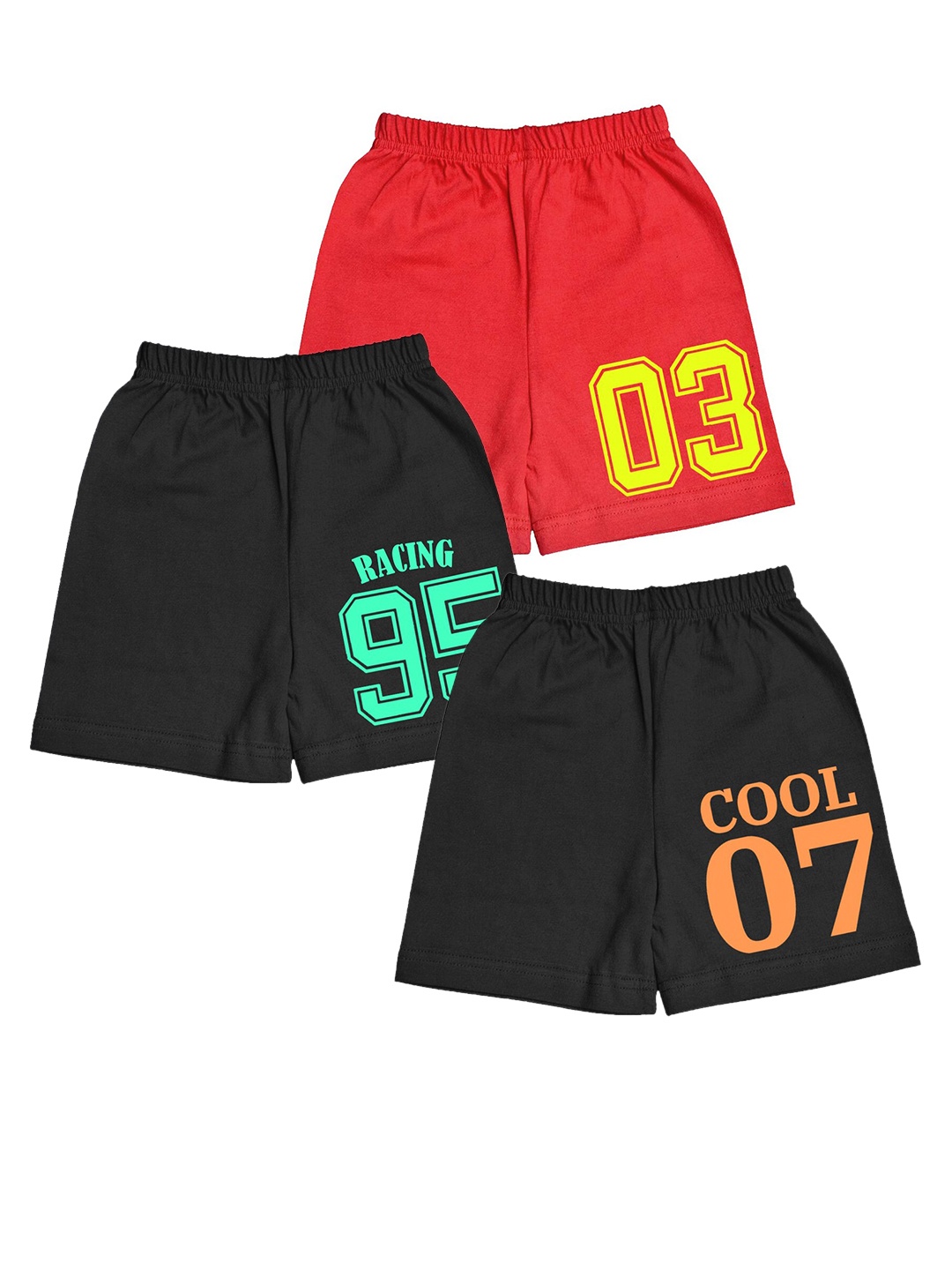 

A.T.U.N. Boys Pack Of 3 Printed Mid-Rise Cotton Shorts, Black