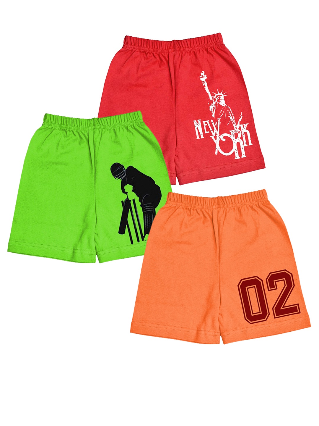 

A.T.U.N. Boys Pack Of 3 Printed Mid-Rise Cotton Shorts, Orange