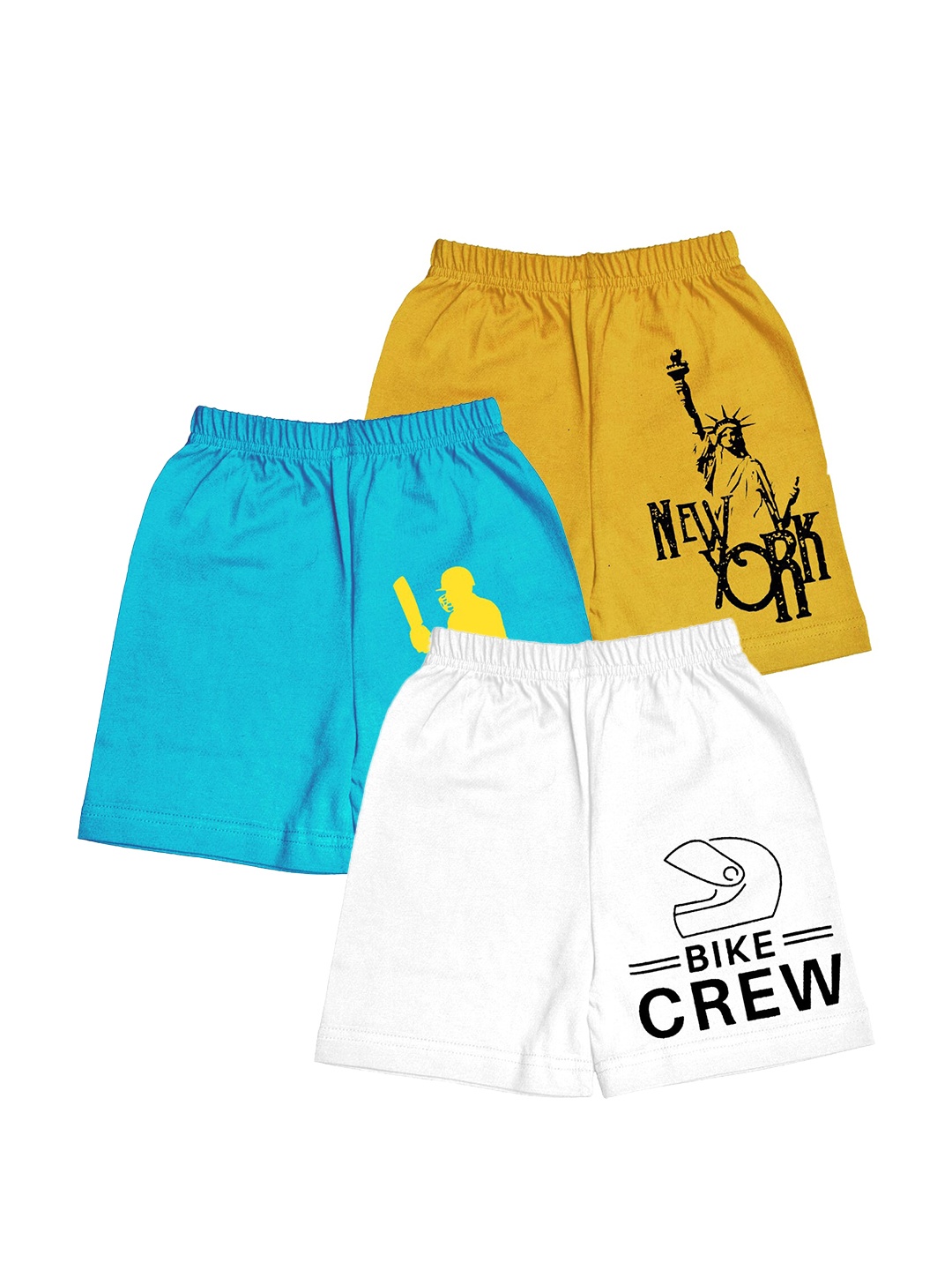 

A.T.U.N. Boys Pack Of 3 Printed Mid-Rise Cotton Shorts, White
