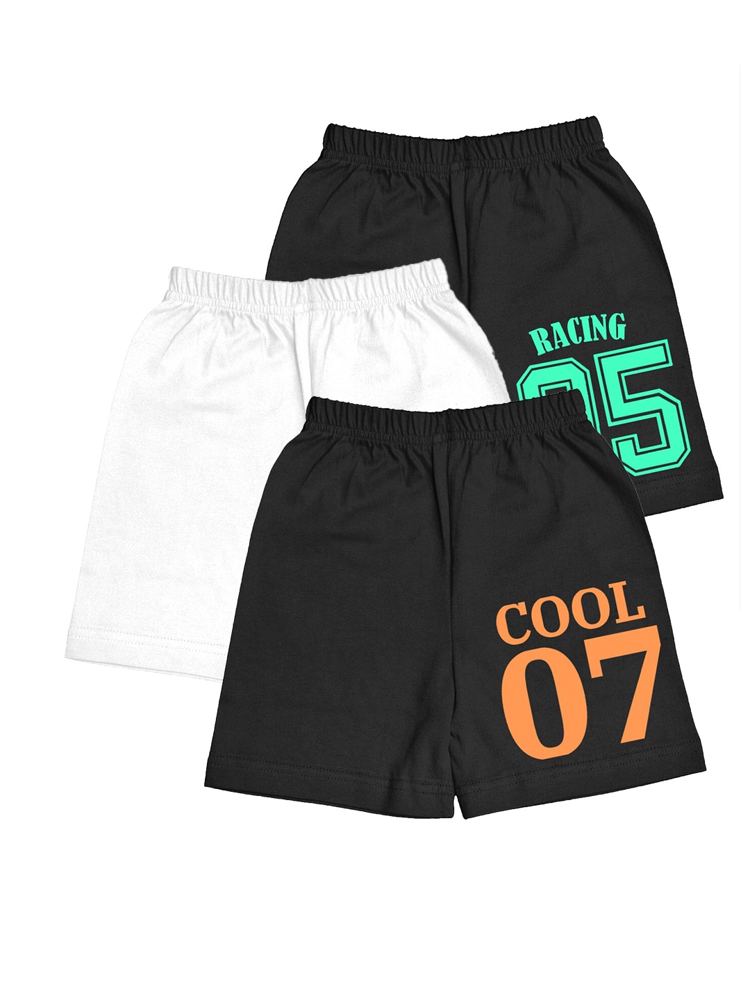 

A.T.U.N. Boys Pack Of 3 Printed Mid-Rise Cotton Shorts, Black