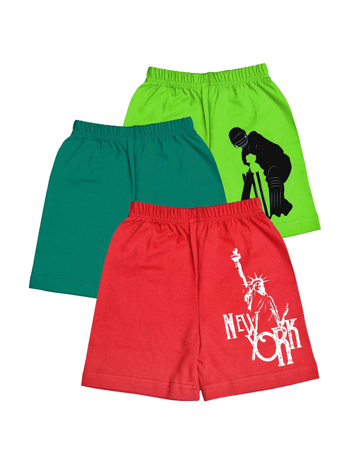 

A.T.U.N. Boys Pack Of 3 Printed Mid-Rise Cotton Shorts, Red