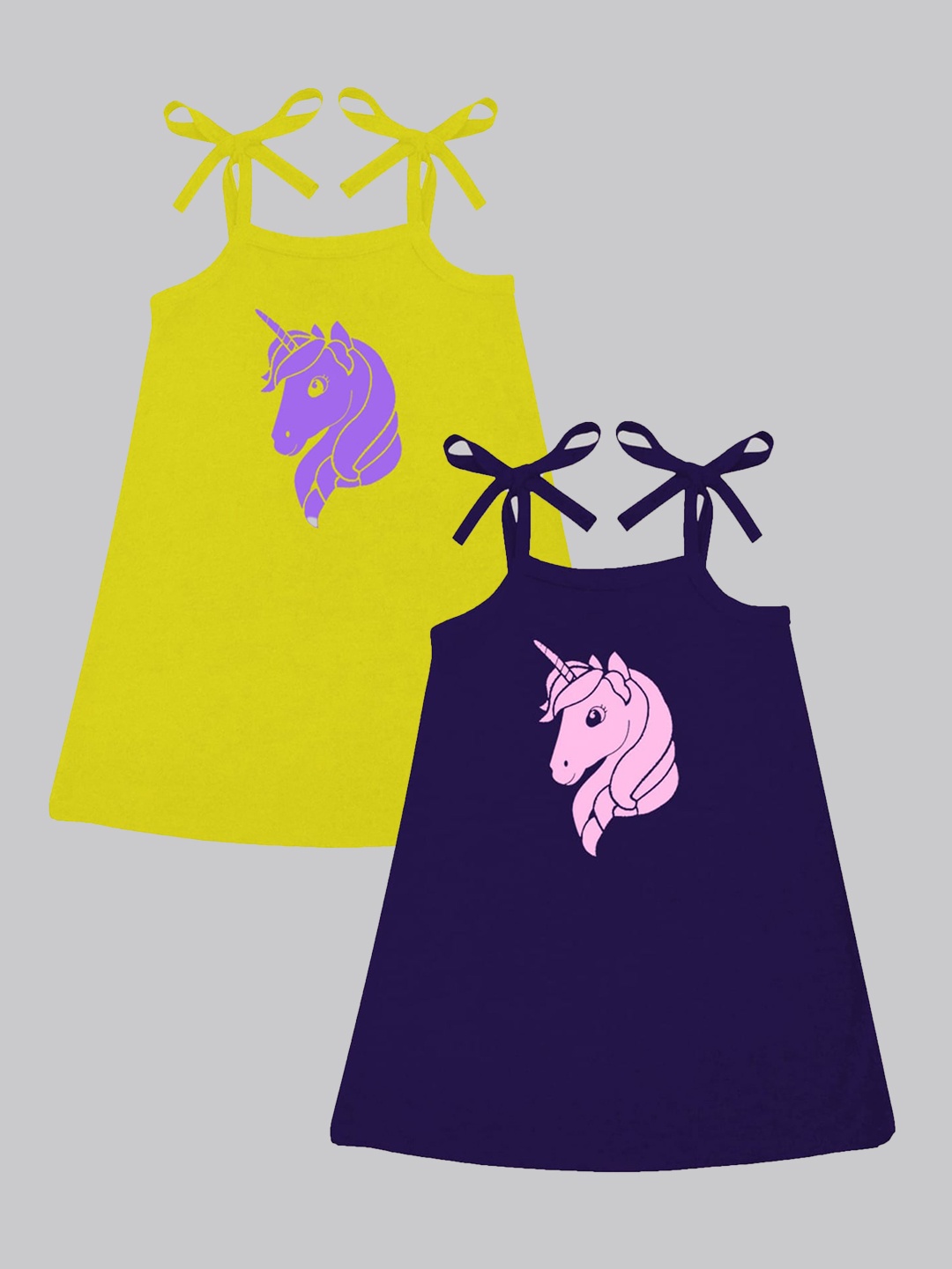 

A.T.U.N. Girls Pack Of 2 Printed Sleeveless Cotton Fit & Flare Dress, Violet