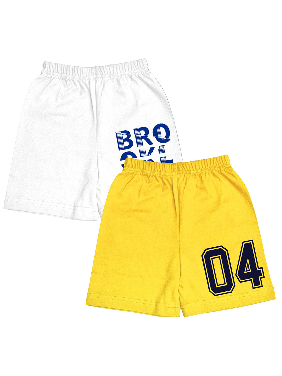 

A.T.U.N. Boys Pack Of 2 Typography Printed Mid-Rise Cotton Shorts, Yellow