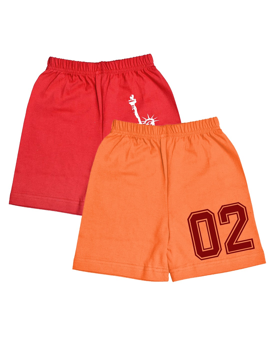 

A.T.U.N. Boys Pack Of 2 Typography Printed Mid-Rise Cotton Shorts, Orange
