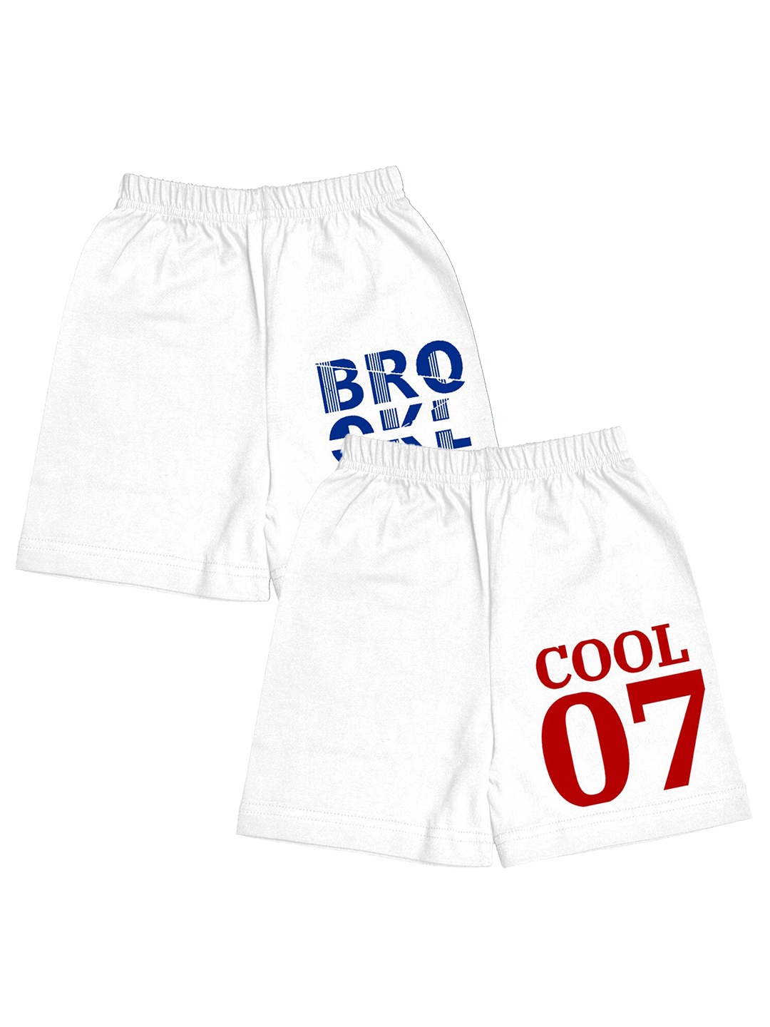 

A.T.U.N. Boys Pack Of 2 Typography Printed Mid-Rise Cotton Shorts, White