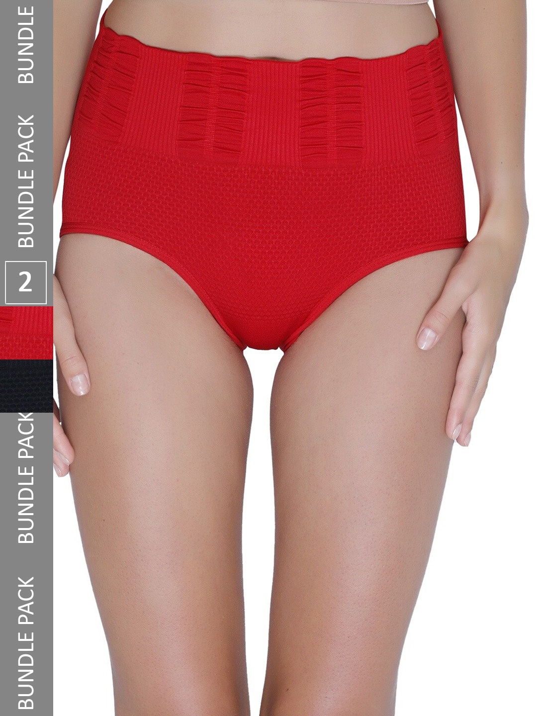 

PLUMBURY Pack Of 2 High Waist Tummy Shaper, Red