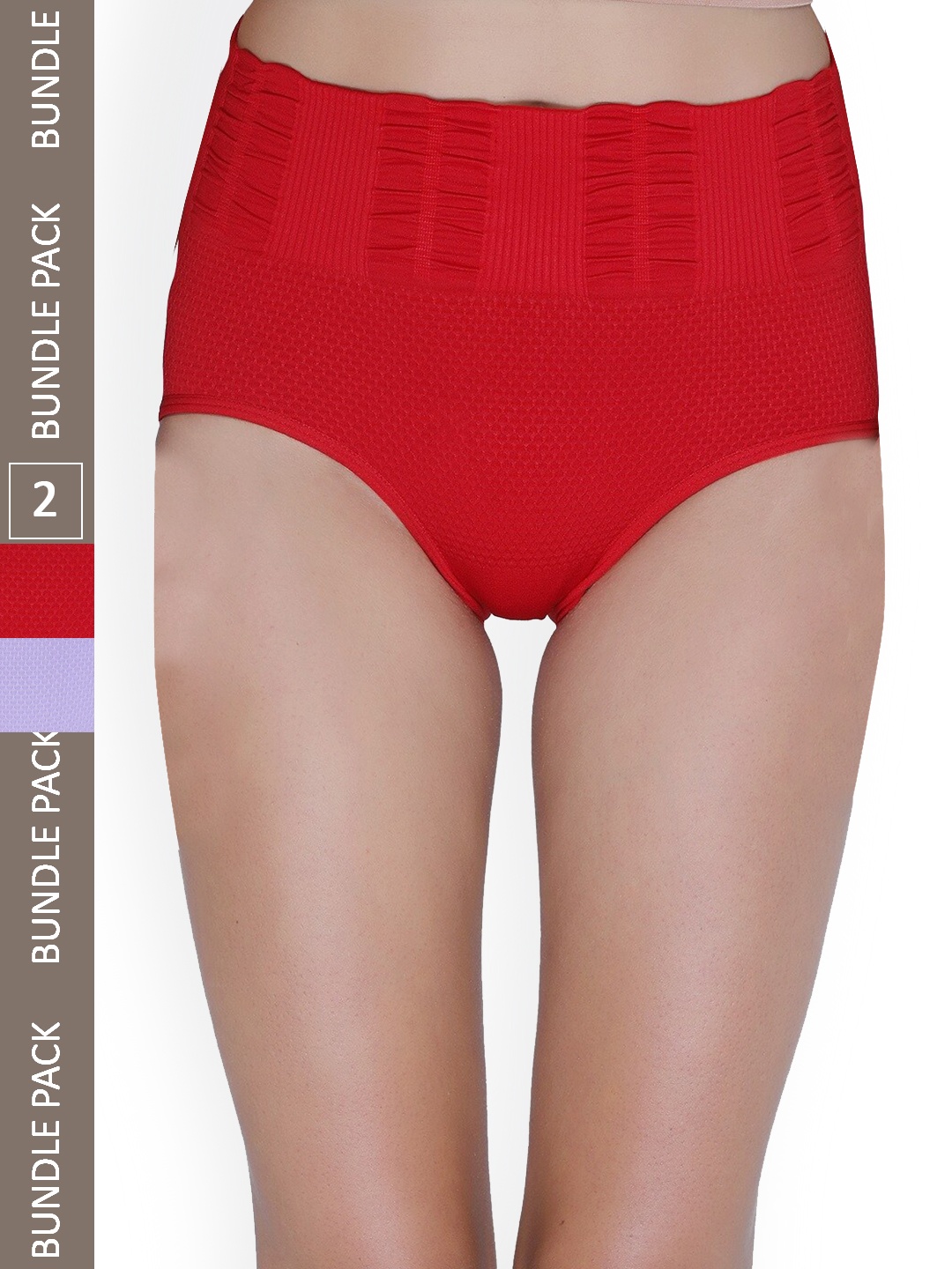 

PLUMBURY Pack Of 2 High Waist Tummy Shaper, Red