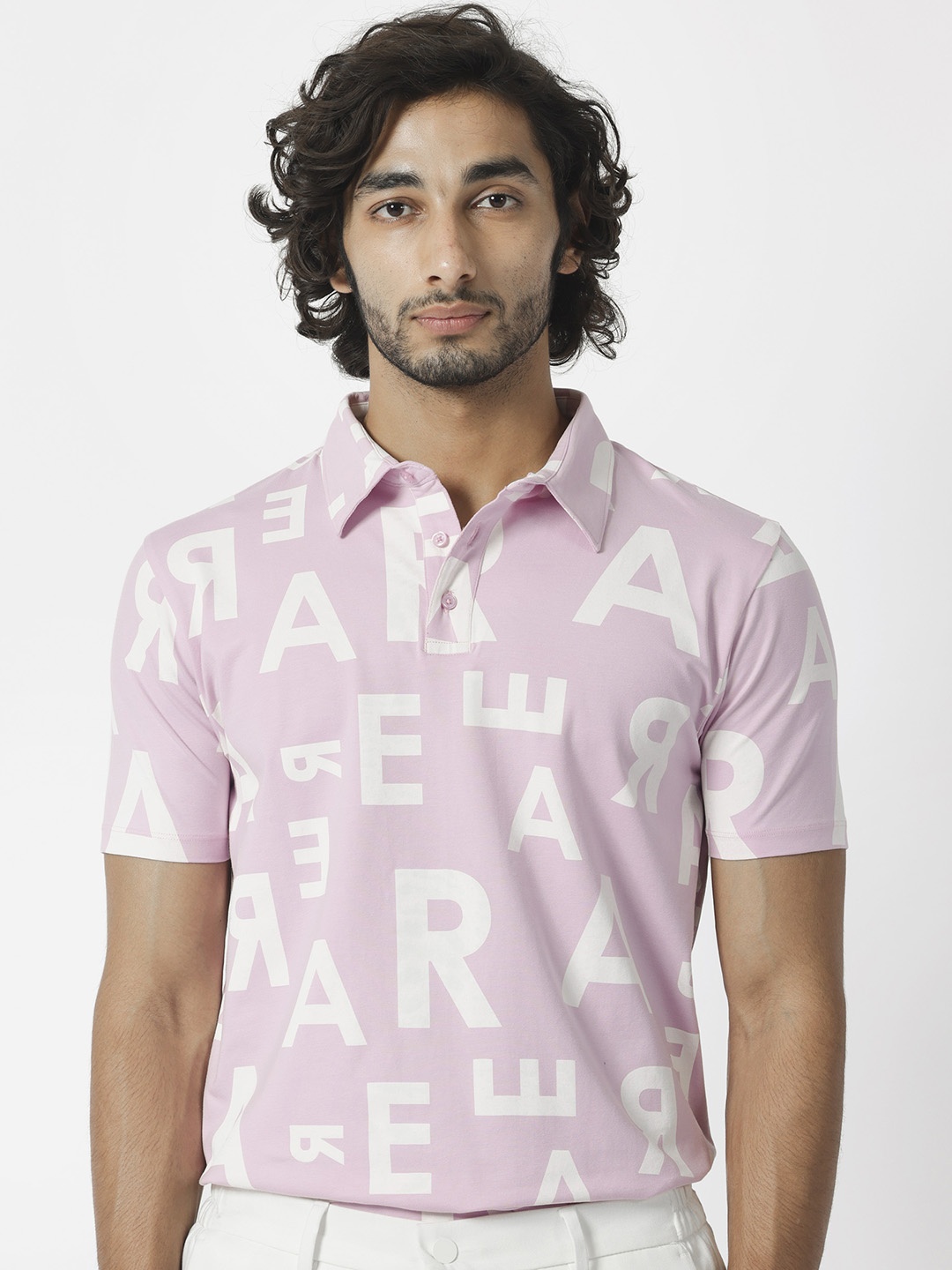 

RARE RABBIT Men Rings-4 Slim Fit Solid Polo Collar T-Shirt, Purple