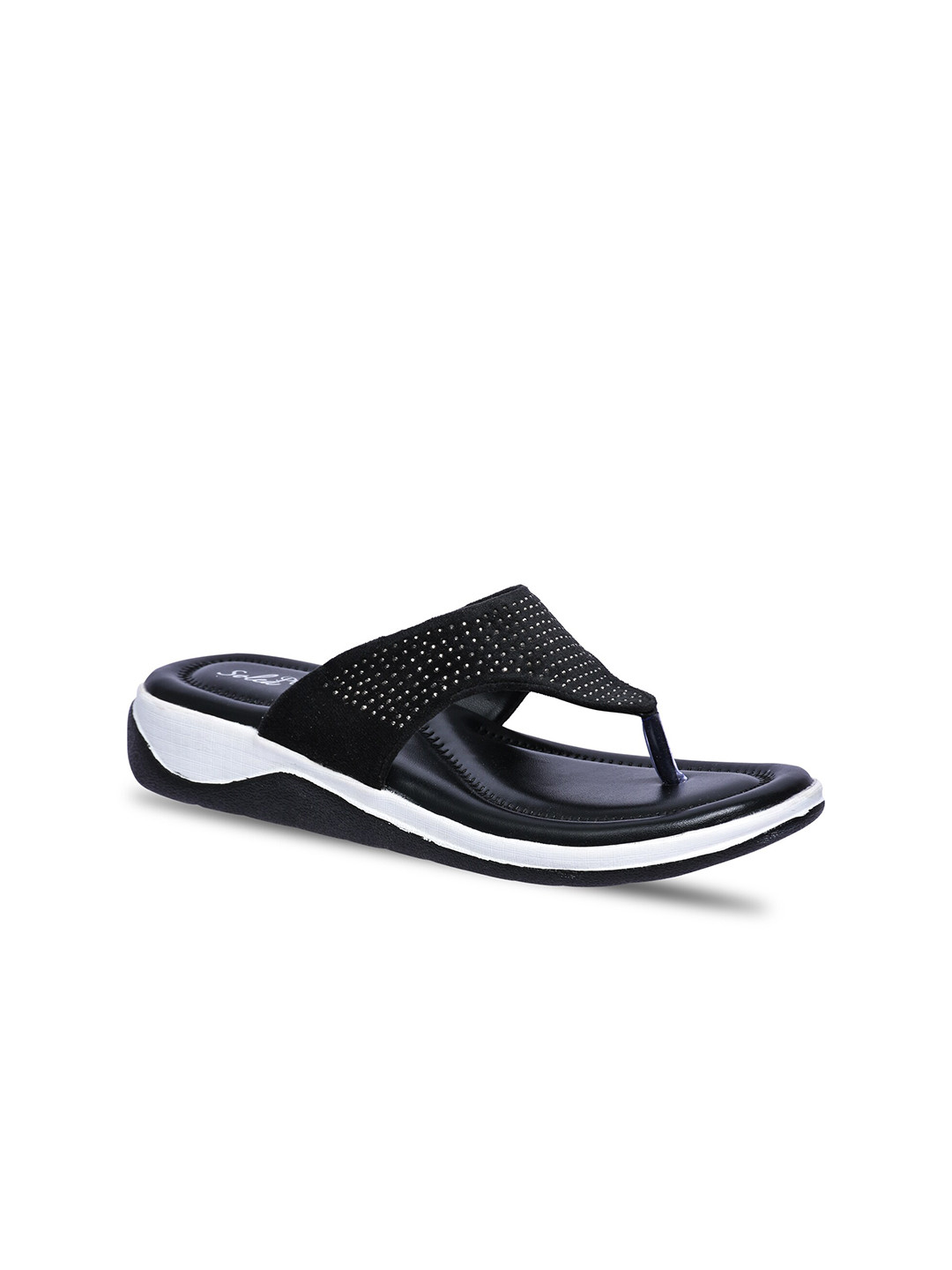 

Paragon Lightweight Embellished T-Strap Flats, Black