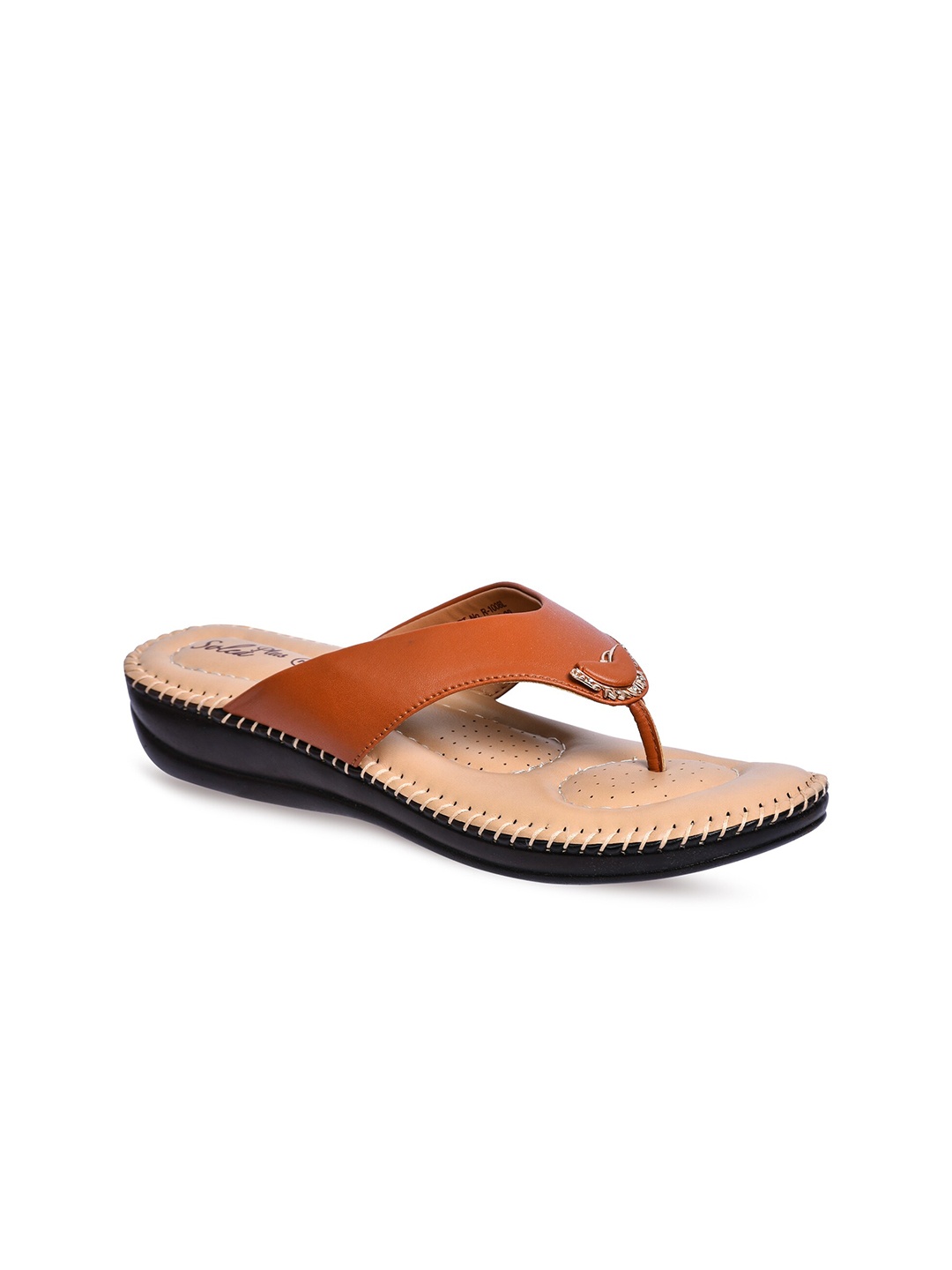 

Paragon Lightweight Embellished Open Toe Flats, Tan