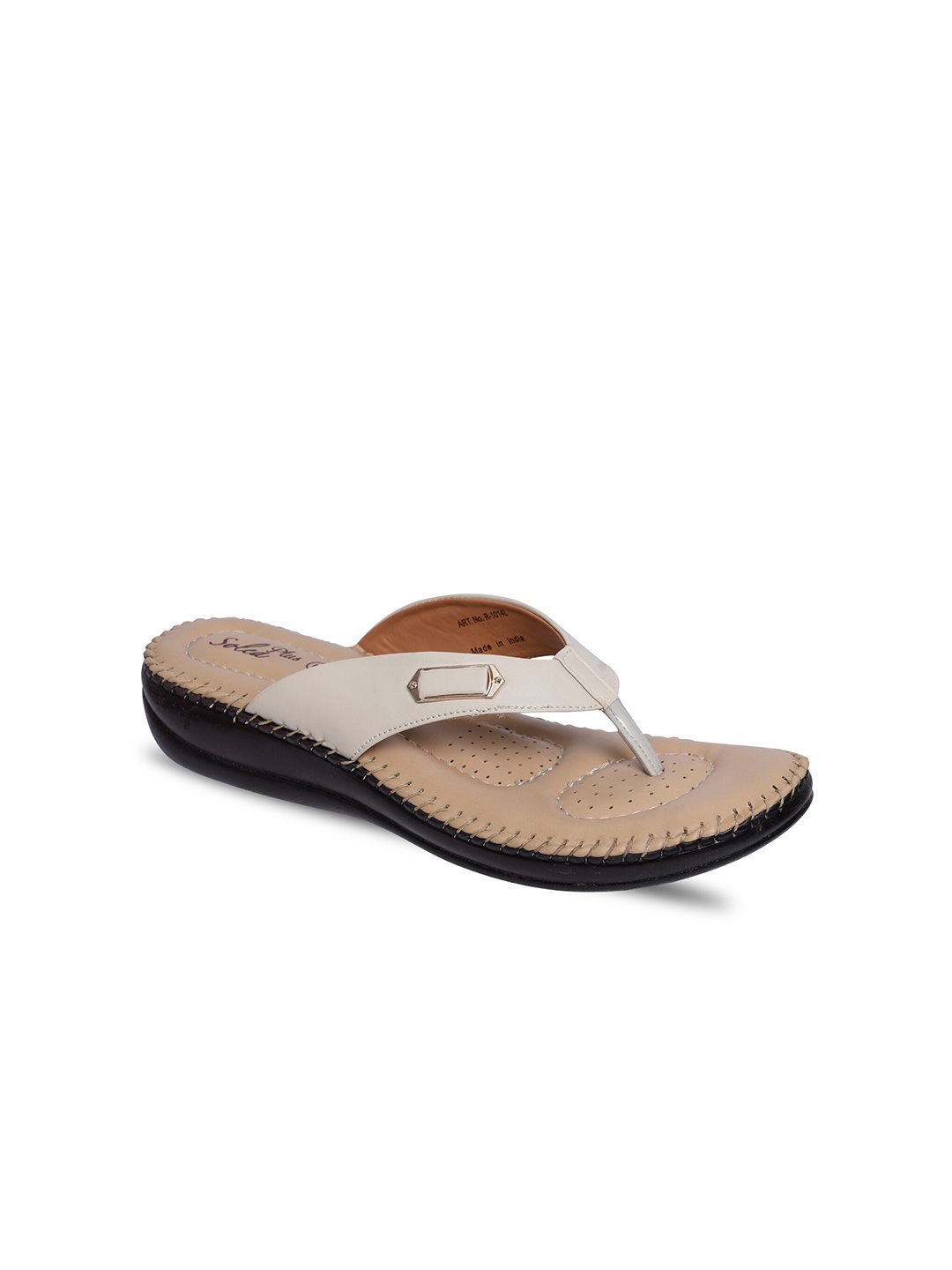 

Paragon Thong Strap Lightweight Open Toe Flats, Cream