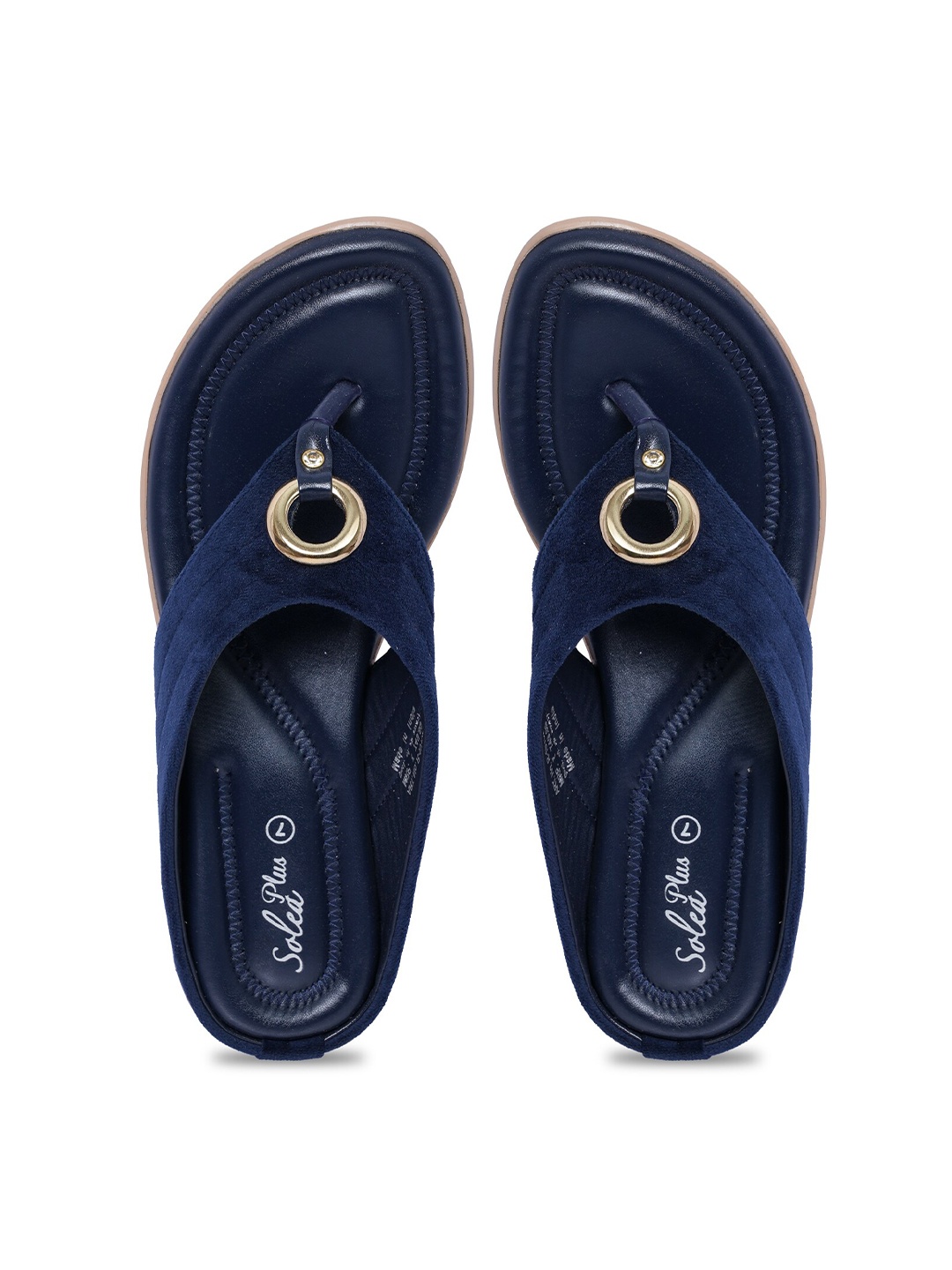 

Paragon Thong Strap Lightweight Open Toe Flats, Navy blue