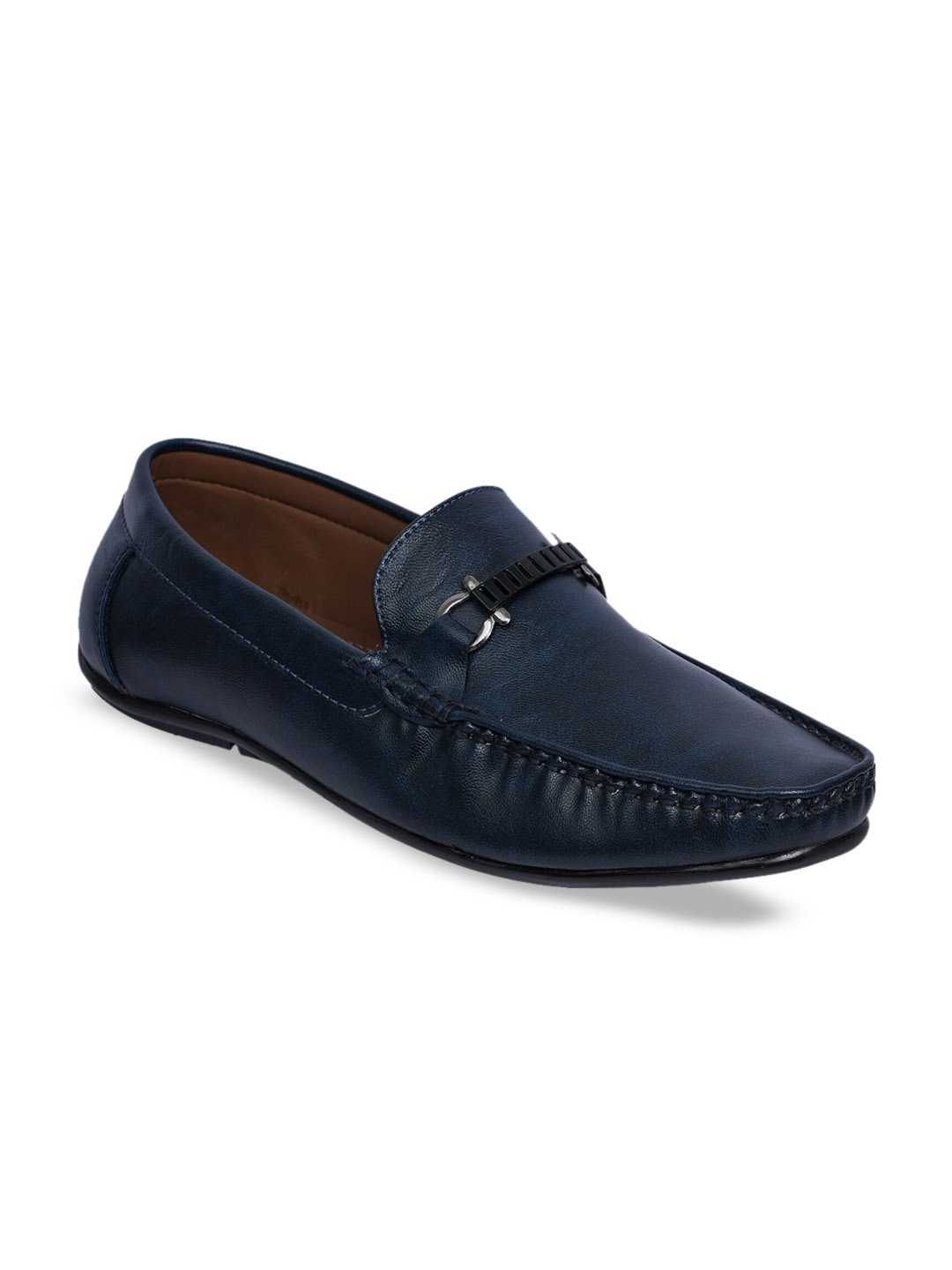 

Paragon Men Textured Buckled Horsebit Loafers, Navy blue