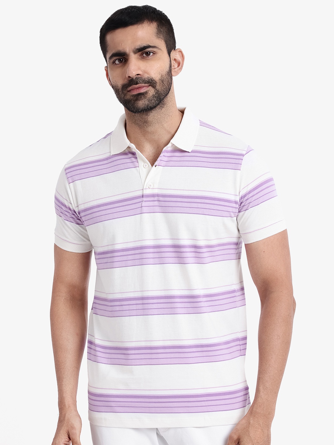 

RARE RABBIT Men Rings-4 Slim Fit Solid Polo Collar T-Shirt, Beige