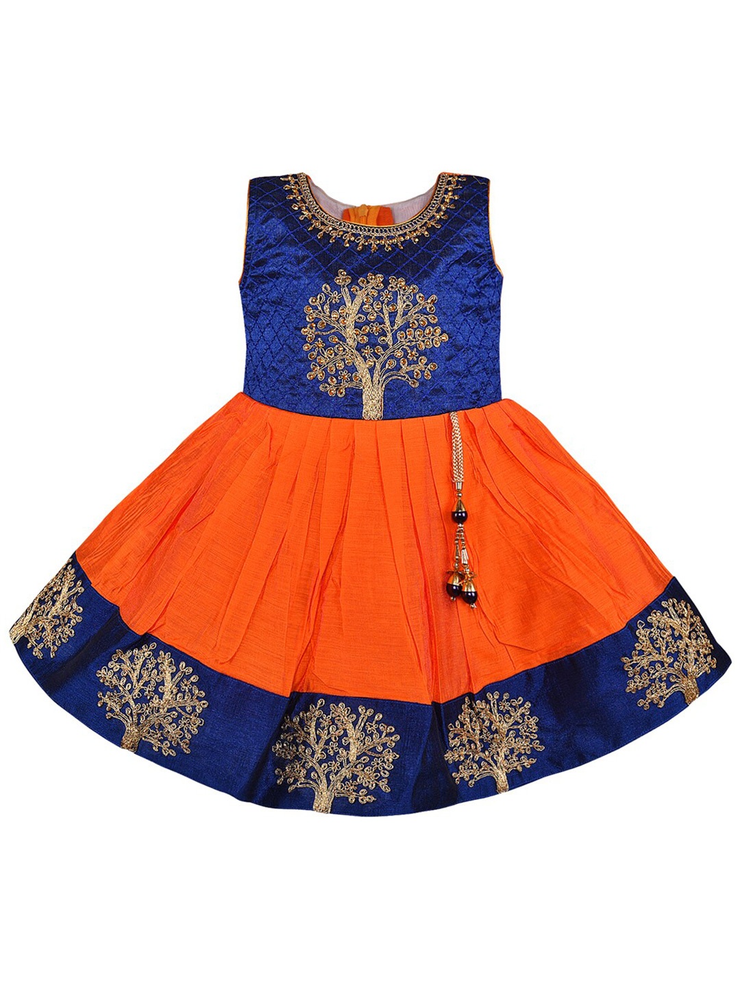 

Wish Karo Girls Floral Embroidered Fit & Flare Ethnic Dress, Orange