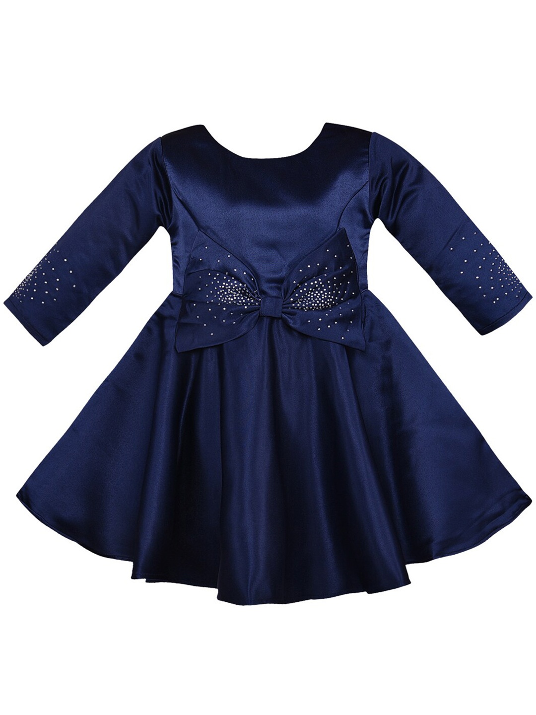 

Wish Karo Girls Satin Fit & Flare Dress, Navy blue