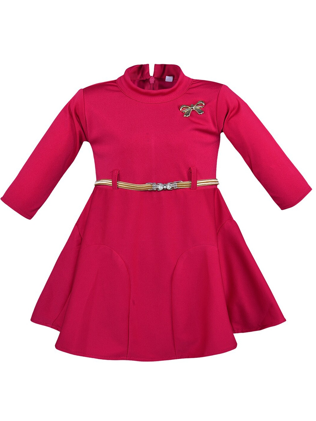 

Wish Karo Girls Mock Neck Fit & Flare Dress, Pink