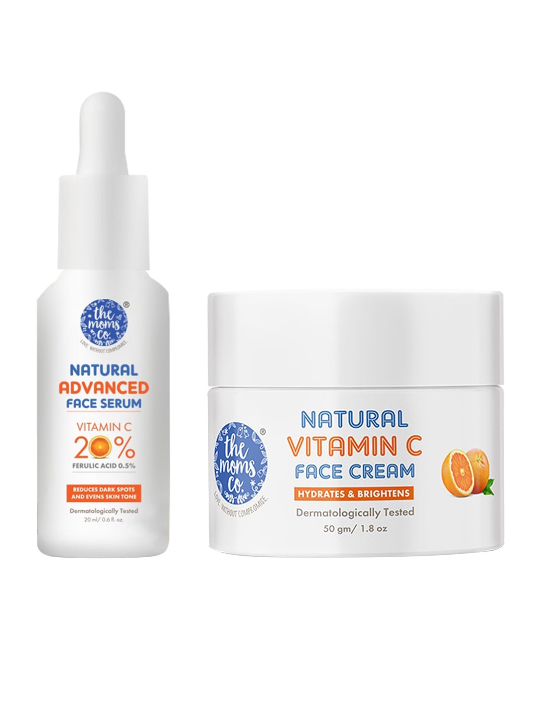 

The Moms Co. Set of Vitamin C Face Serum 20ml & Face Cream 50g, White