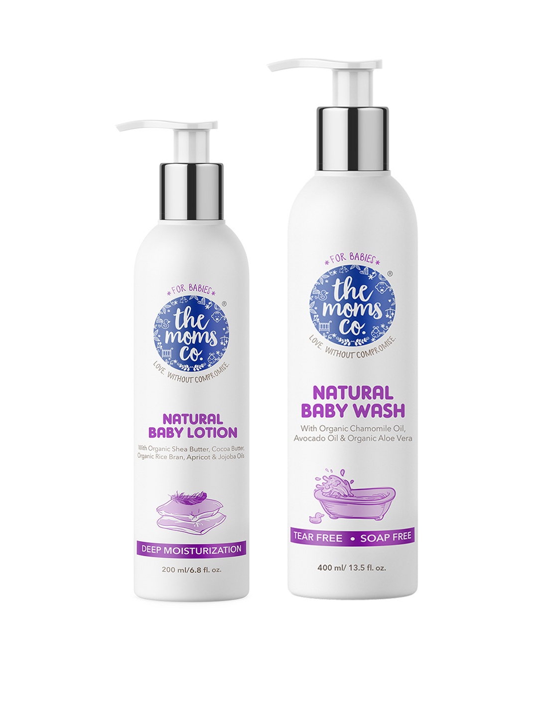

The Moms Co. Set of Natural Baby Lotion - 200 ml & Natural Baby Wash - 400 ml, White