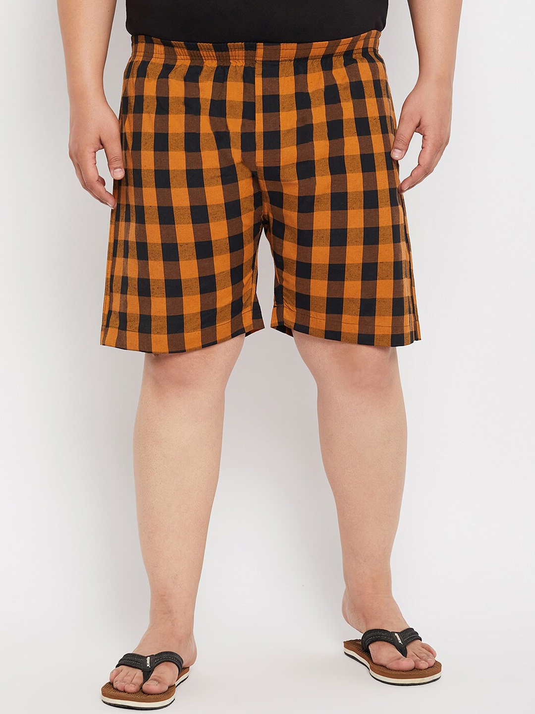 

bigbanana Plus Size Checked Pure Cotton Boxers, Brown