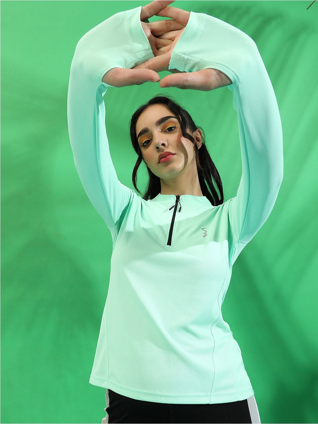 

Campus Sutra Green High Neck Sports T-shirt