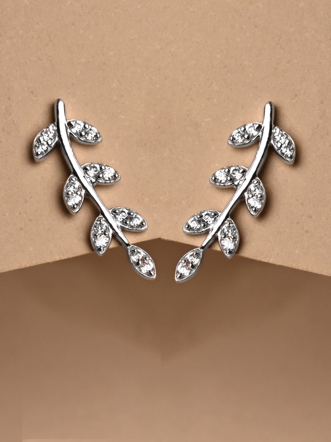 

Clara 925 Sterling Silver Contemporary Leaf Studs Earrings