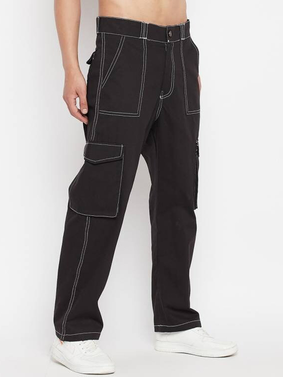

PLUS 91 Loose Fit High-Rise Ultra Denim Cargo Trousers, Black