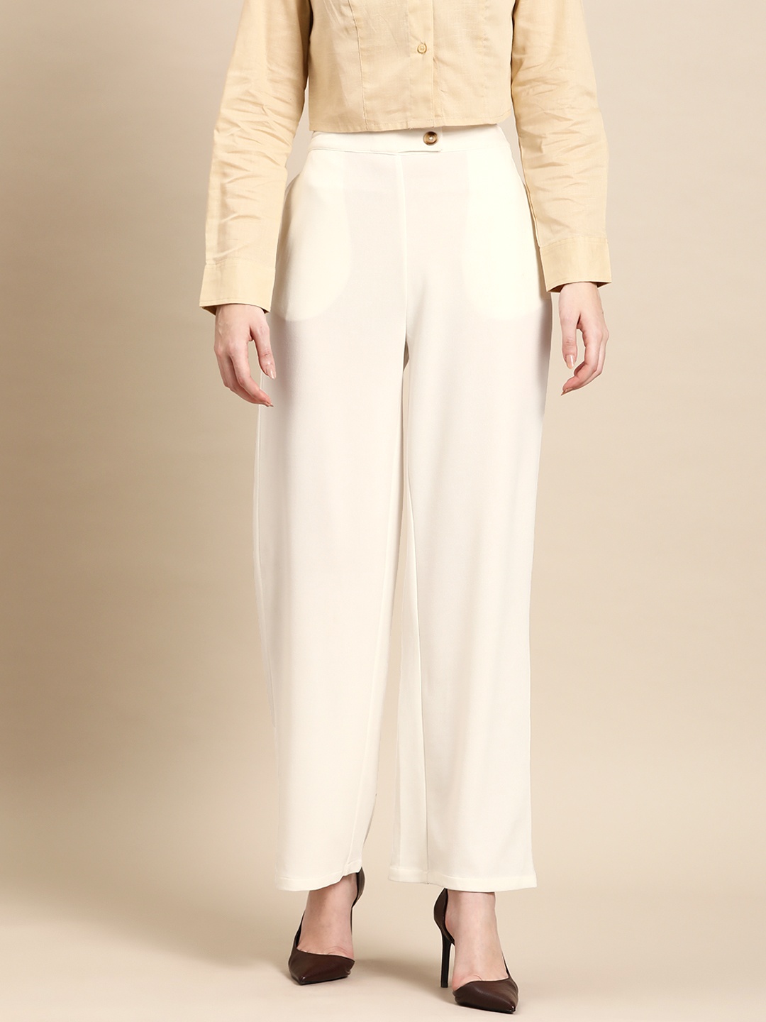 

DENNISON Smart High-Rise Trousers, White