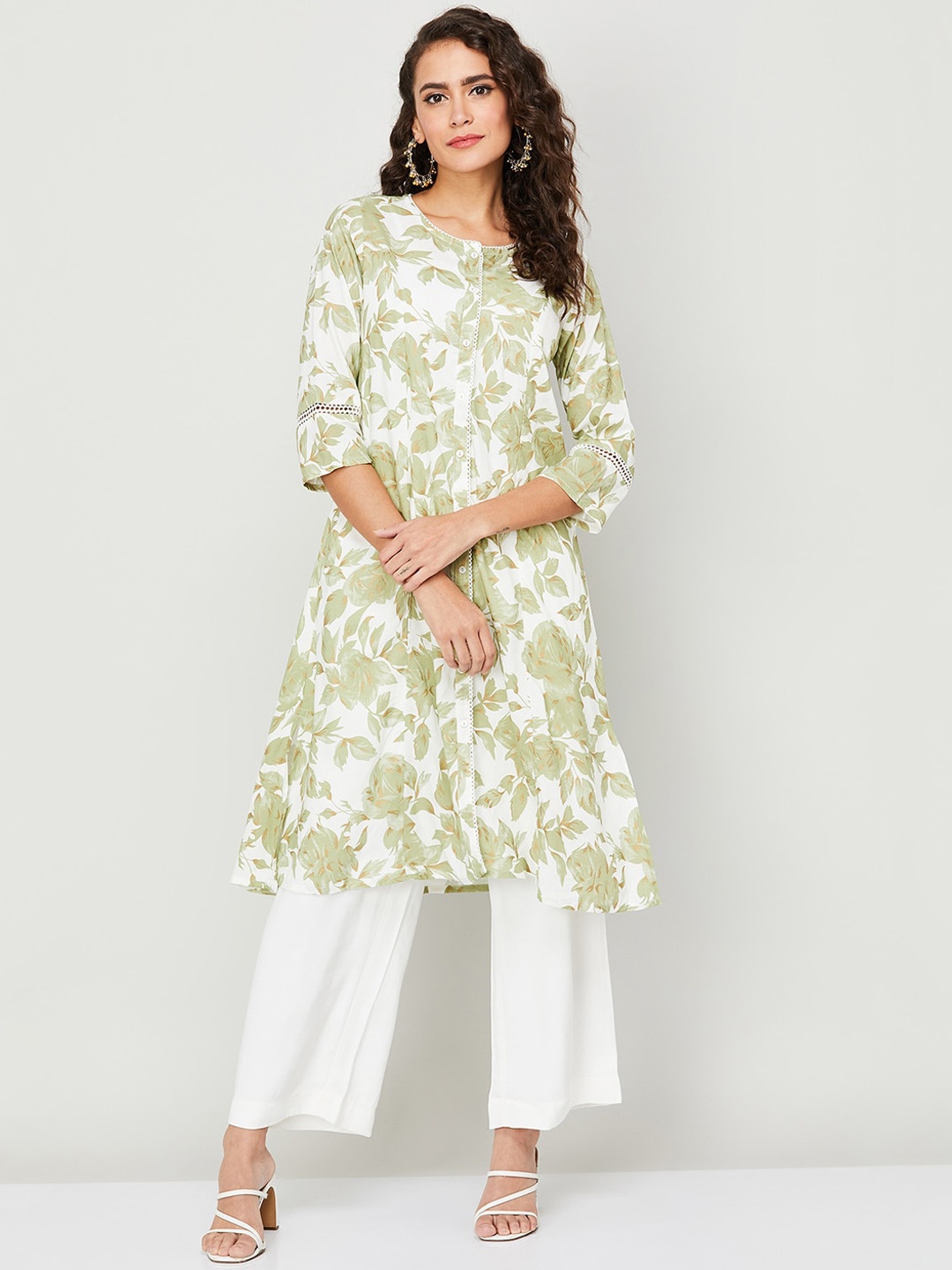 

Melange by Lifestyle Floral Printed Kurta, Green