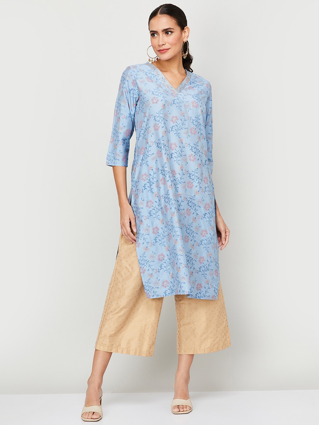 

Melange by Lifestyle Floral Printed Kurta, Blue