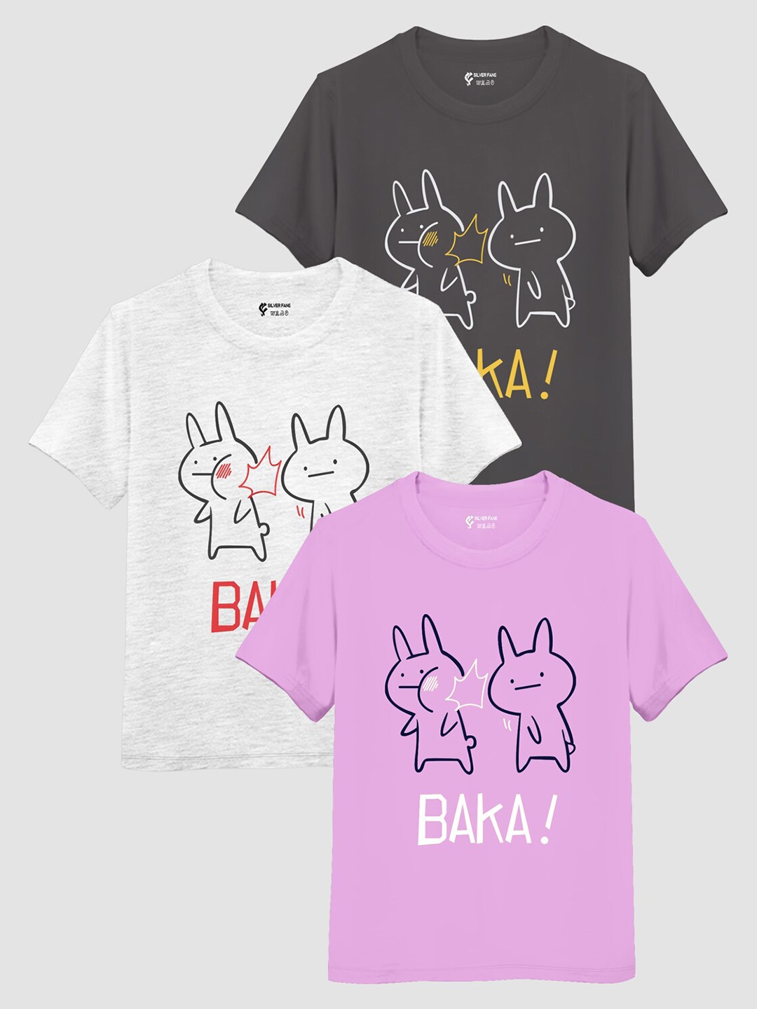 

Silver Fang Kids Pack Of 3 Graphic Printed Cotton T-shirt, Purple