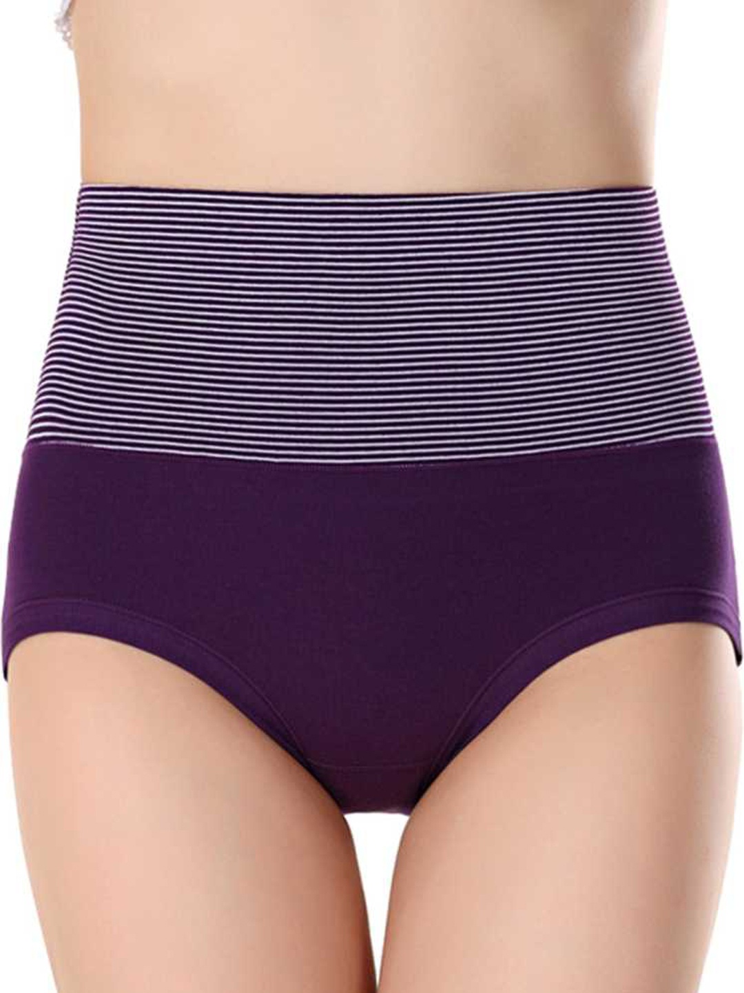

PLUMBURY High Waist Cotton Tummy Shapers, Purple