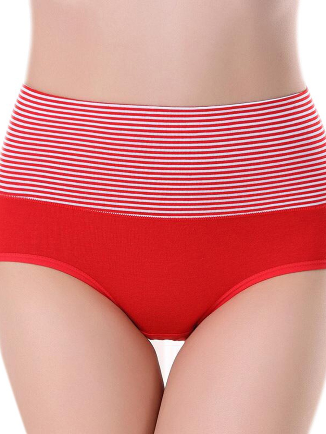 

PLUMBURY High Waist Cotton Tummy Control Shapewear, Red