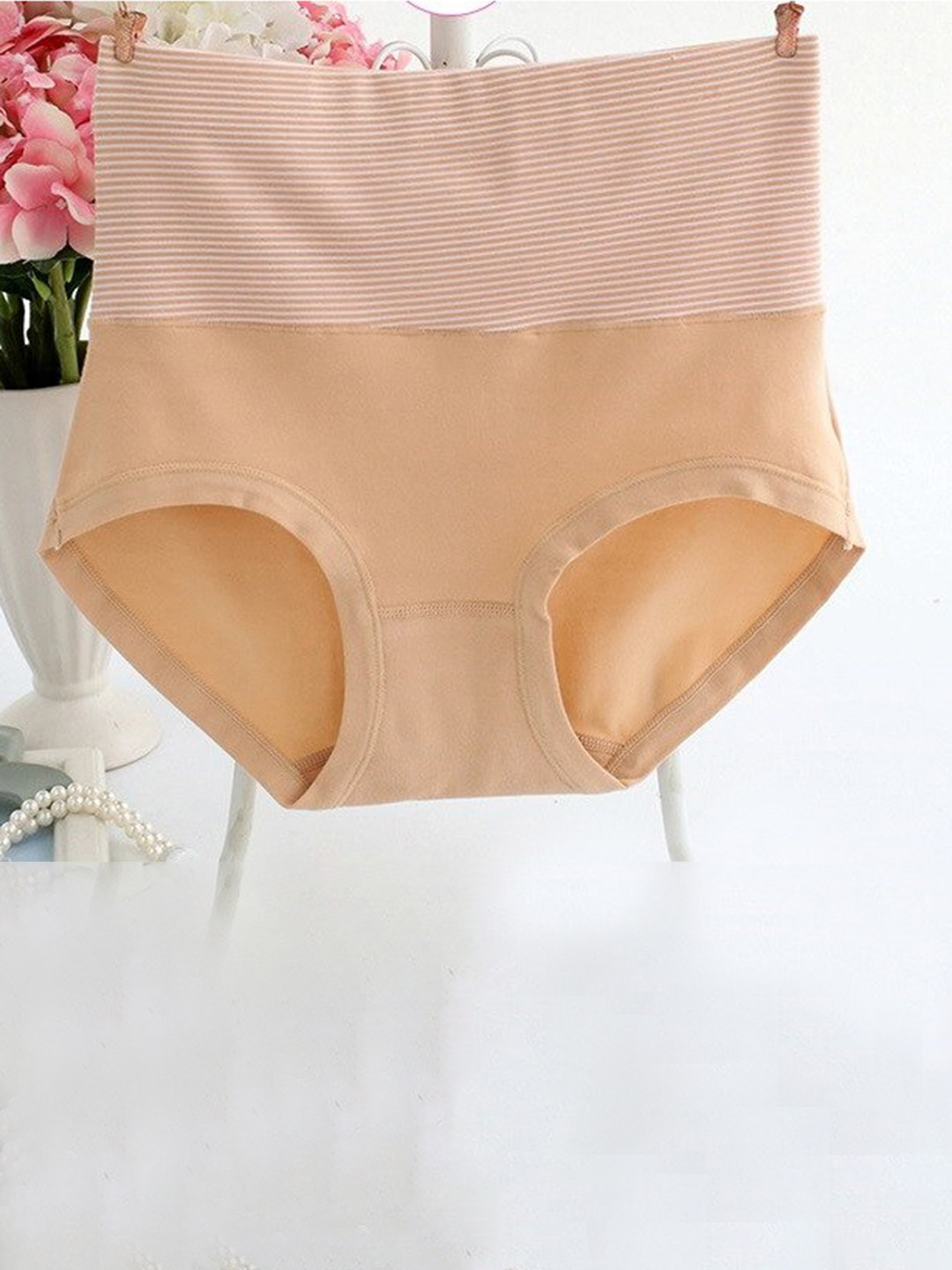 

PLUMBURY High Waist Cotton Tummy Control Shapewear, Beige
