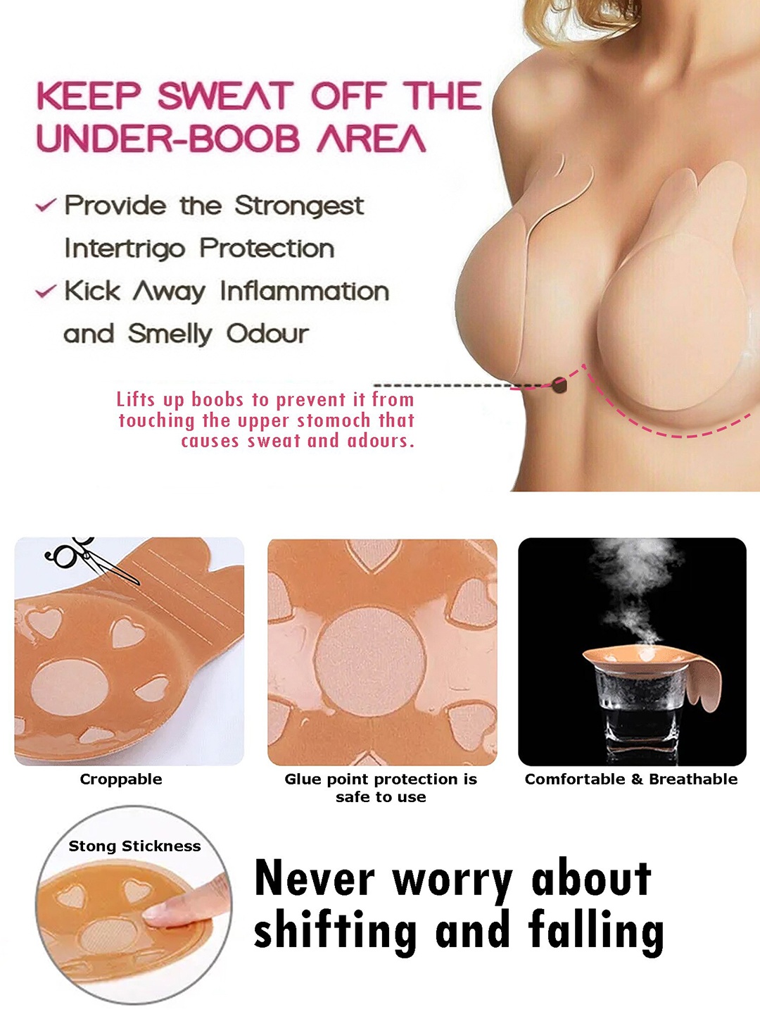 

Bellofox Nude-Coloured Breast Lift-Up Stick-On Nipple Covers, Beige