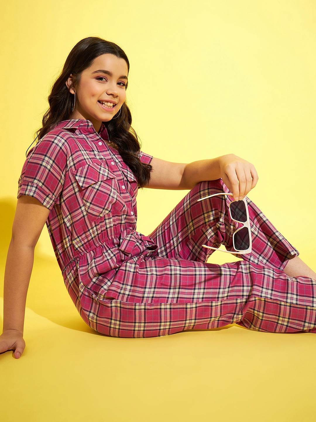 

StyleStone Girls Printed Basic Jumpsuit, Pink