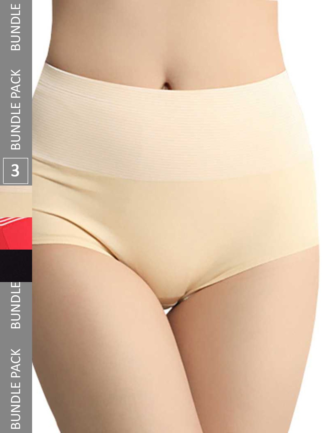 

PLUMBURY Pack Of 3 High Waist Tummy Shaper, Red