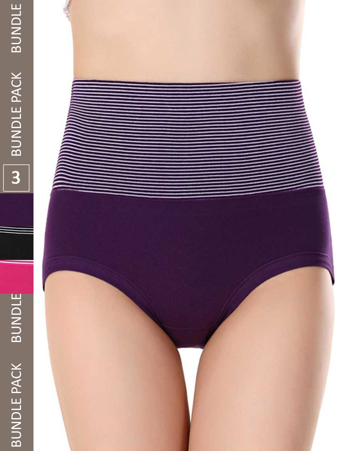 

PLUMBURY Women Pack Of 2 Seamless Hipster Briefs, Black