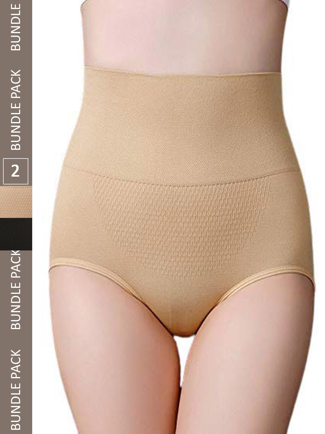 

PLUMBURY Pack Of 2 Seamless High Waist Tummy Shaper Briefs PLPANTYD78BL, Black