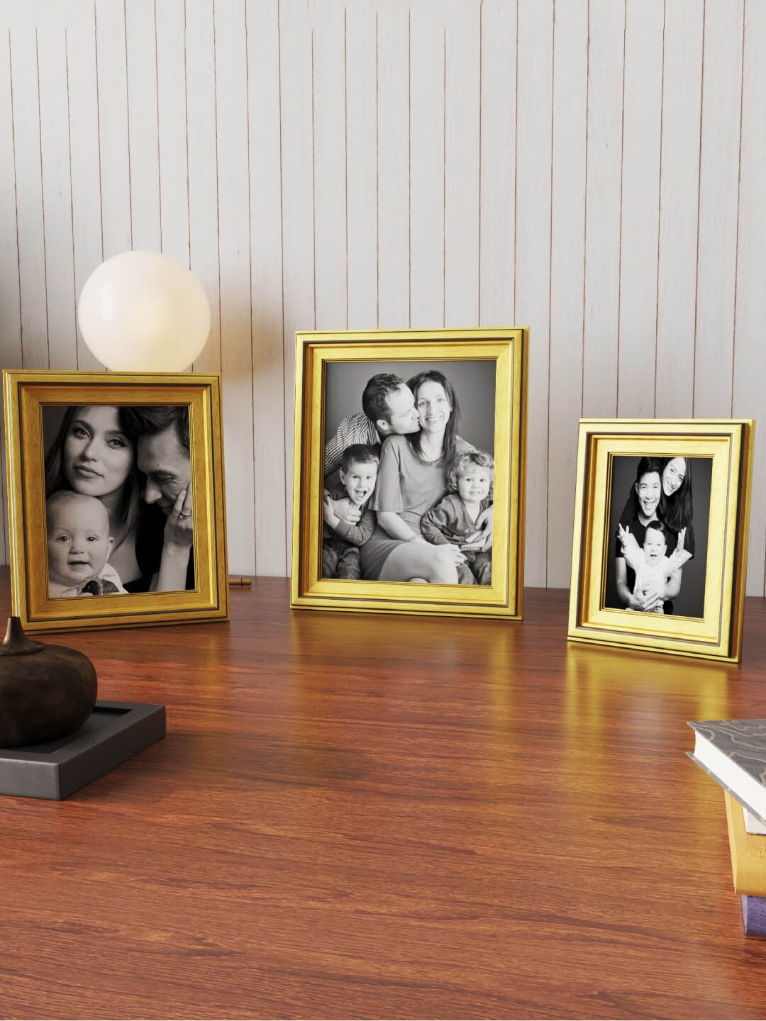 

Art Street 3 Pcs Golden Table Top Photo Frames, Gold