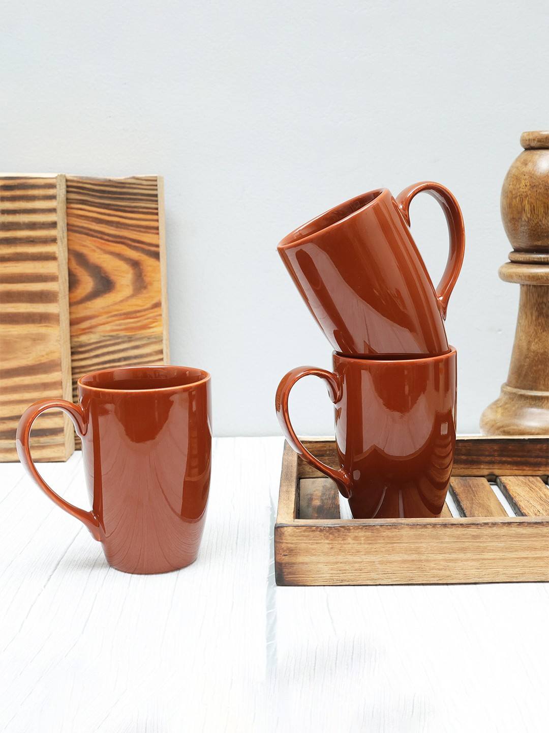 

Ariane Prime Brown 4 Pieces Porcelain Glossy Mugs-300ml Each