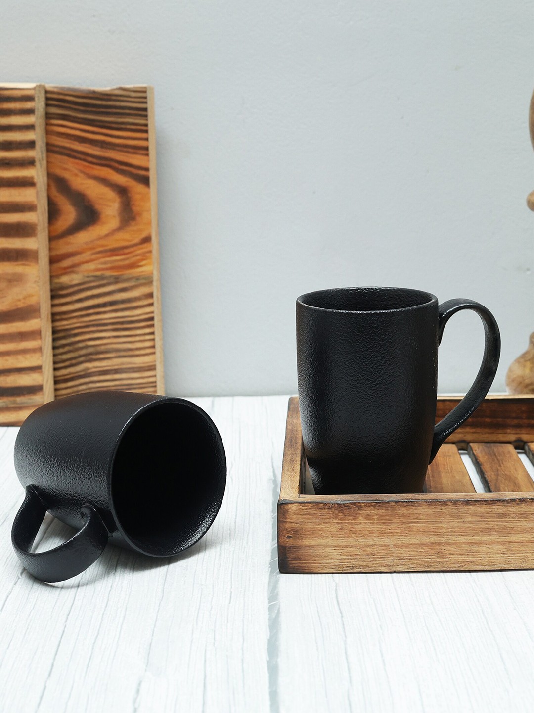 

Ariane Prime Black 2 Pieces Textured Porcelain Matte Mugs-300ml Each