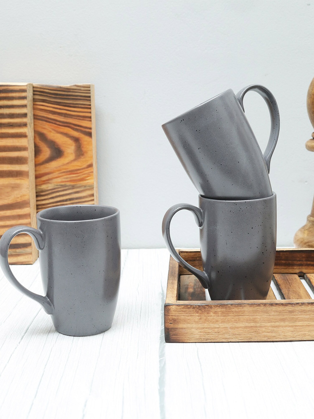 

Ariane Grey 4 Pieces Porcelain Matte Mugs- 300ml Each
