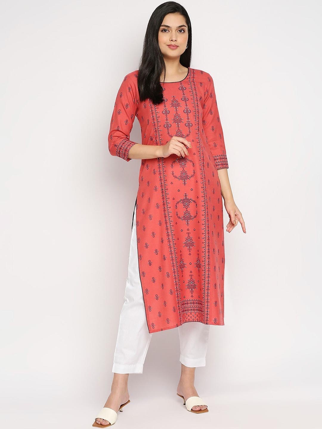 

True Shape Ethnic Motifs Printed Maternity Kurta, Pink