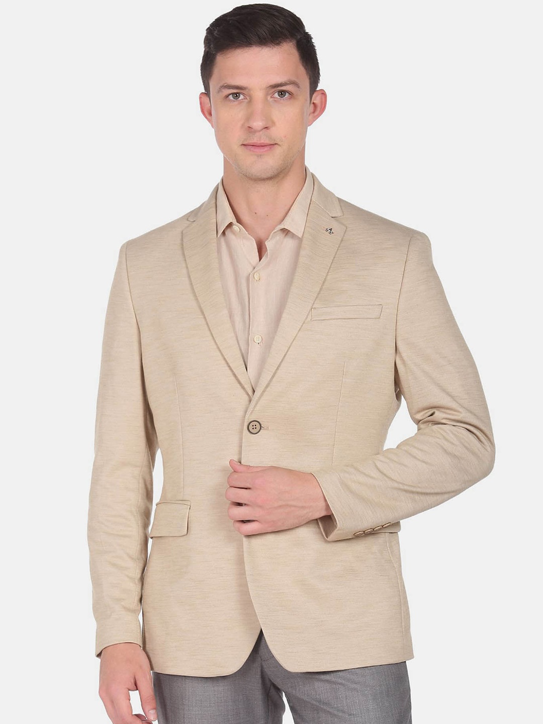 

Arrow Single-Breasted Slim-Fit Formal Formal Blazer, Beige