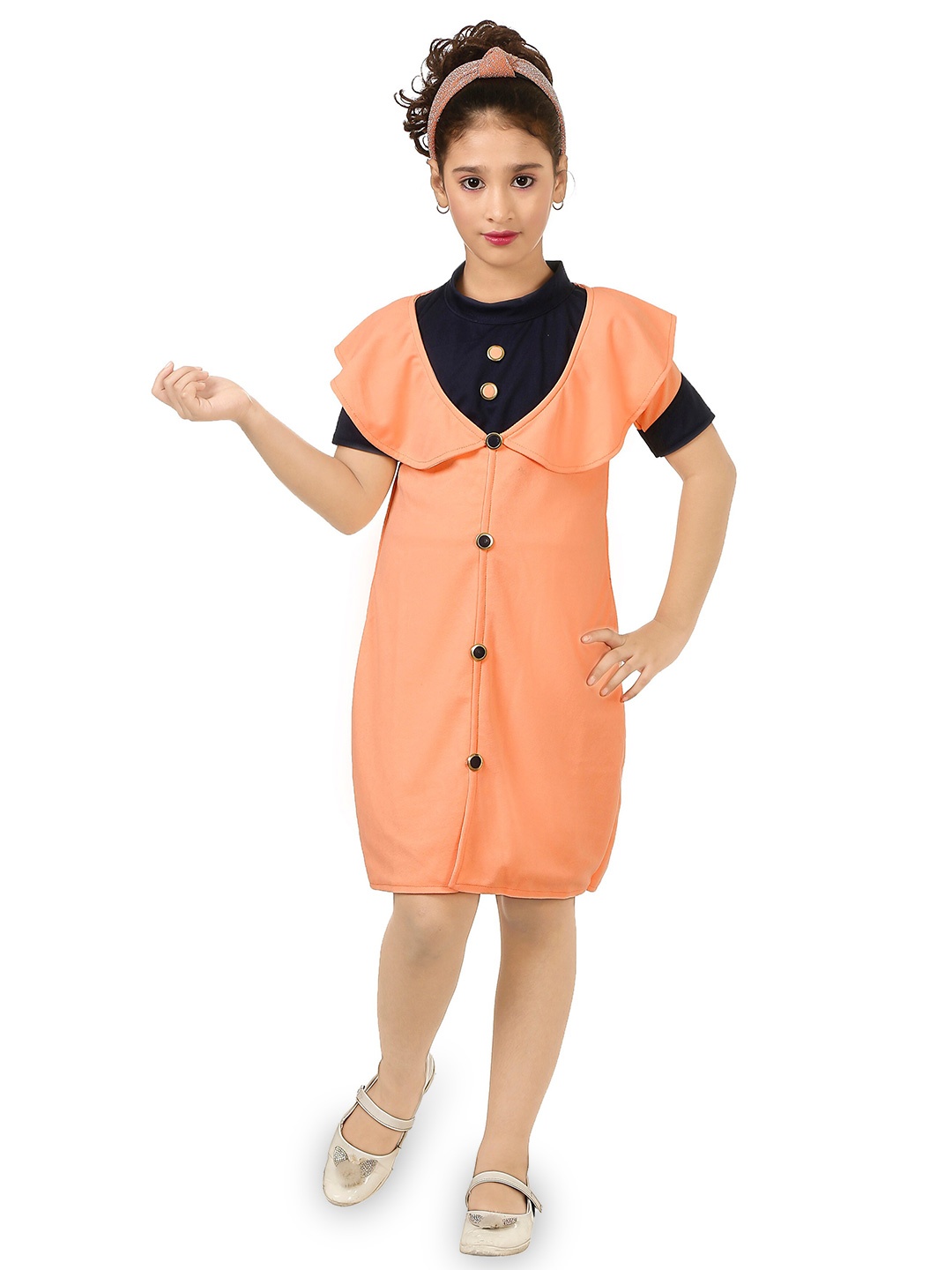 

BAESD Girls Round Neck Pinafore Dress, Orange