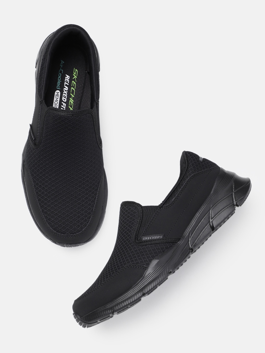 

Skechers Men Textured Slip-On Sneakers, Black